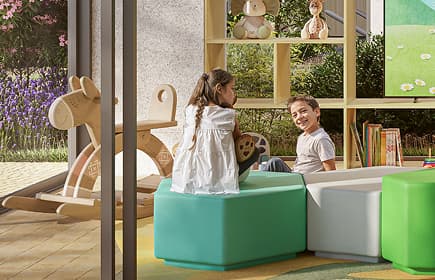 Para as crianças, espaços que acompanham cada fase da vida.